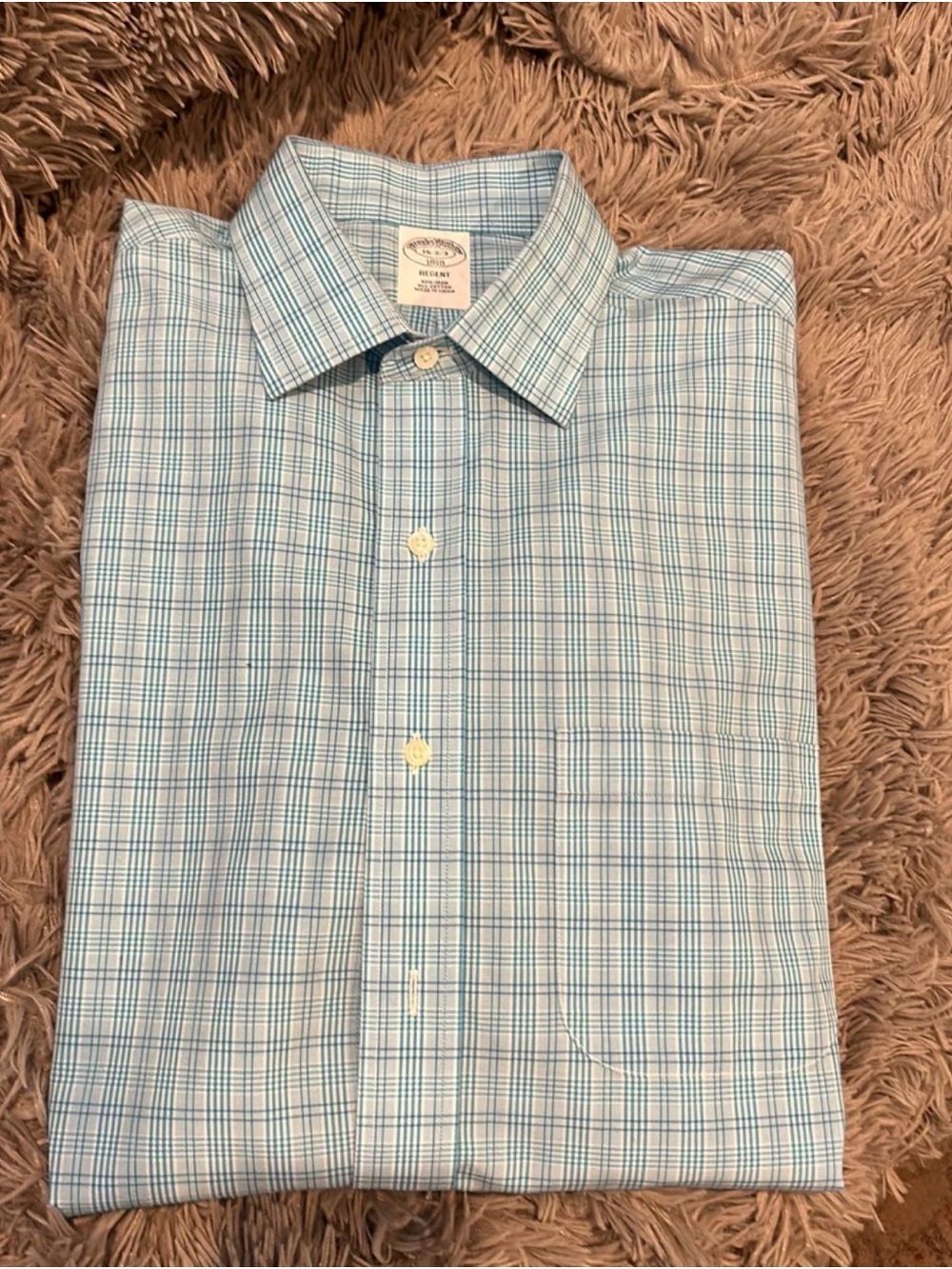 Brooks Brothers Regent Blue Plaid Button Down Shirt Men’s Cotton Dress Career